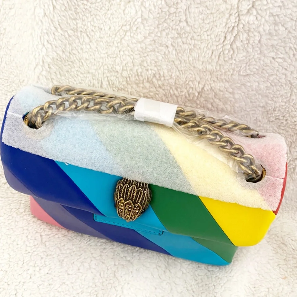 Kurt Geiger London Leather Mini Kensington Rainbow Stripe Crossbody Bag NWT - Picture 2 of 11